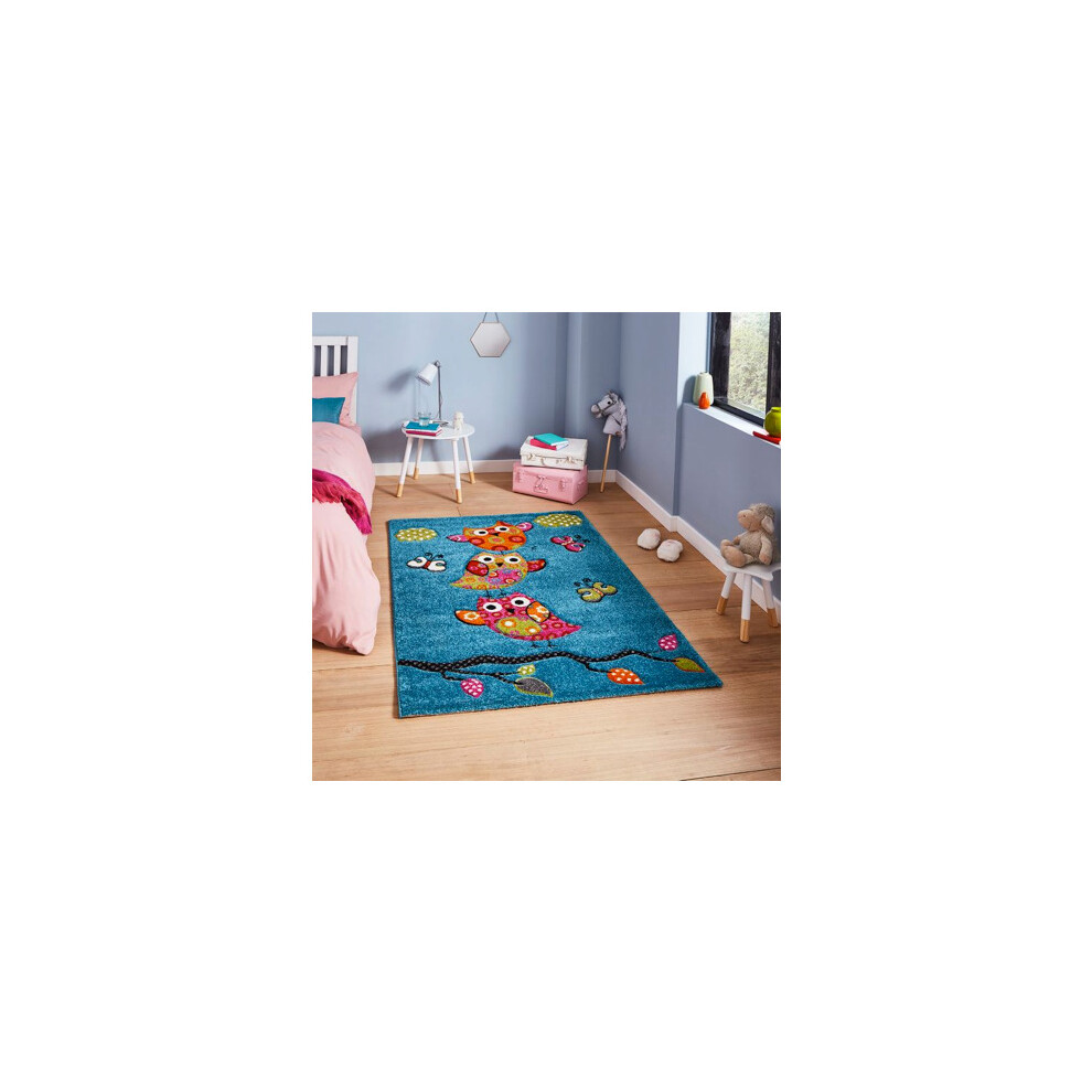 Owl Kids Rug - Blue - 120cm x 170cm