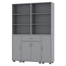 (Grey) 4 Door 6 Shelf 1 Drawer Cabinet Bookcase Cupboard
