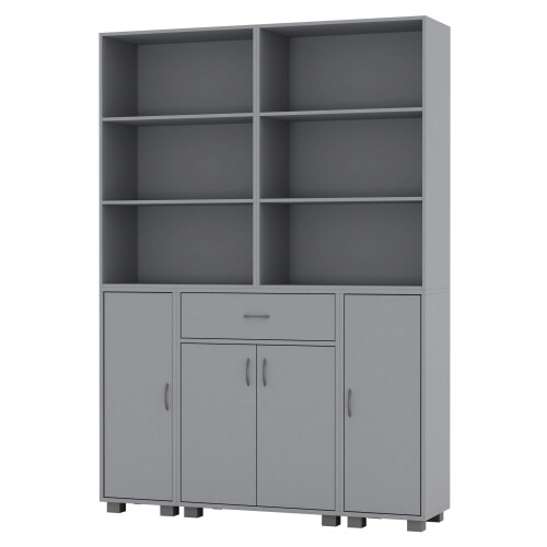 URBN Living (Grey) 4 Door 6 Shelf 1 Drawer Cabinet Bookcase Cupboard