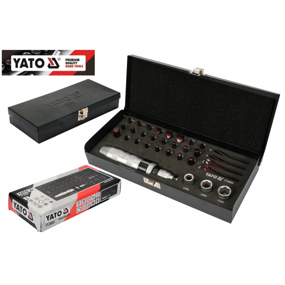 Yato Yt-28000,Professional Hand Impact Screwdriver Set 32Pcs, Ph Hex Tx Slotted 5906083076800