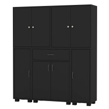 (Black) 8 Door 12 Shelf 1 Drawer Storage Cabinet Bookcase