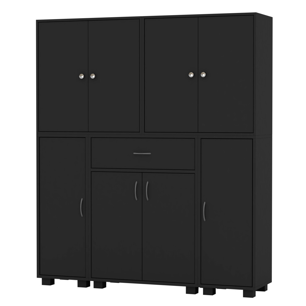 Urbn Living (Black) 8 Door 12 Shelf 1 Drawer Storage Cabinet Bookcase Black