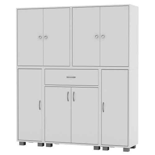 URBN Living (White) 8 Door 12 Shelf 1 Drawer Storage Cabinet Bookcase