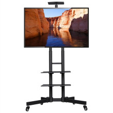 Yaheetech Mobile TV Stand on Wheels with 3-Tier Tray, Portable TV Cart with VESA Bracket Mount for 32 to 75 inch Plasma/LCD/LED Home Display Trolley