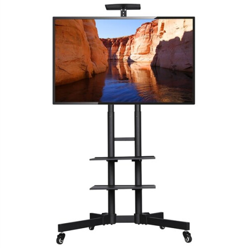 Yaheetech Mobile TV Stand on Wheels with 3Tier Tray, Portable TV Cart
