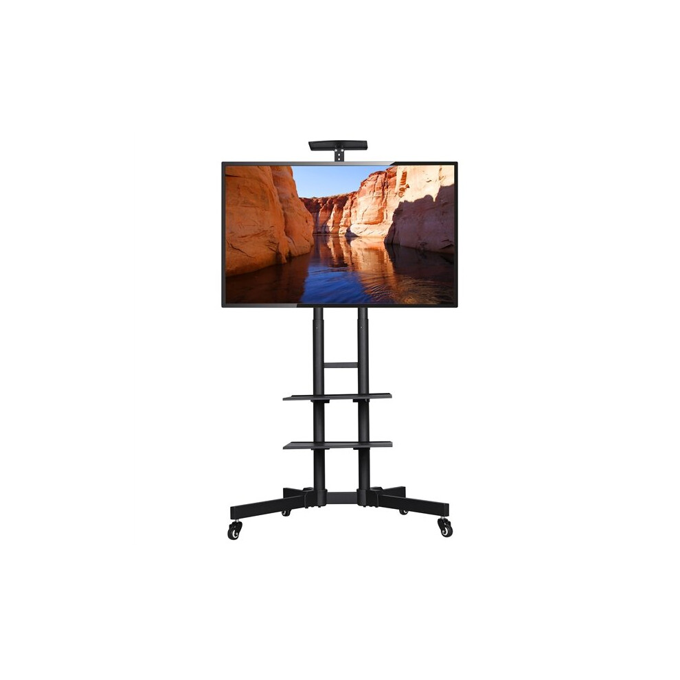 Yaheetech Mobile TV Stand on Wheels with 3Tier Tray, Portable TV Cart