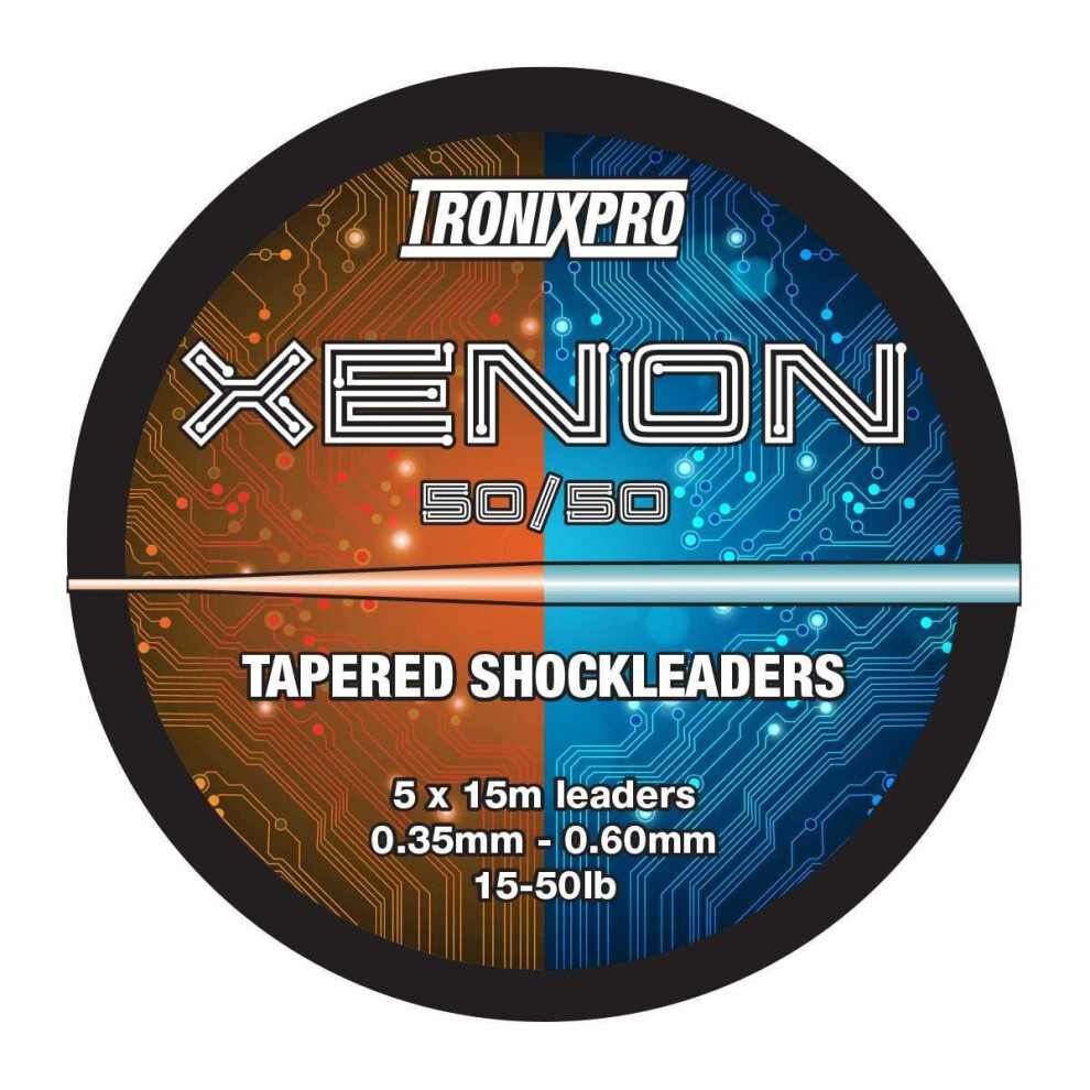 (0.20-0.50mm 7lb-42lb) Tronixpro Xenon Tapered Leader 50/50-image-OPC-PB7YBF2-NEW