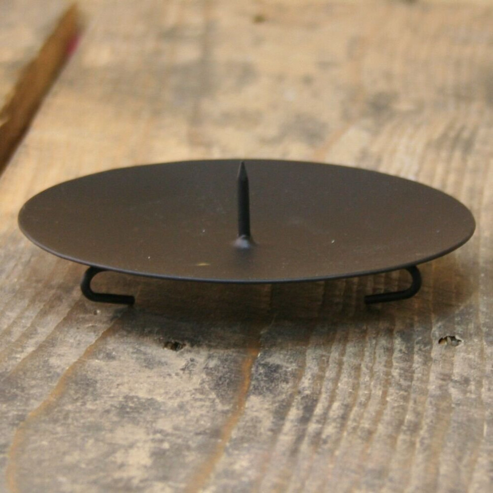 Black Round Metal Spike Candle Holder Pillar Candle Plate