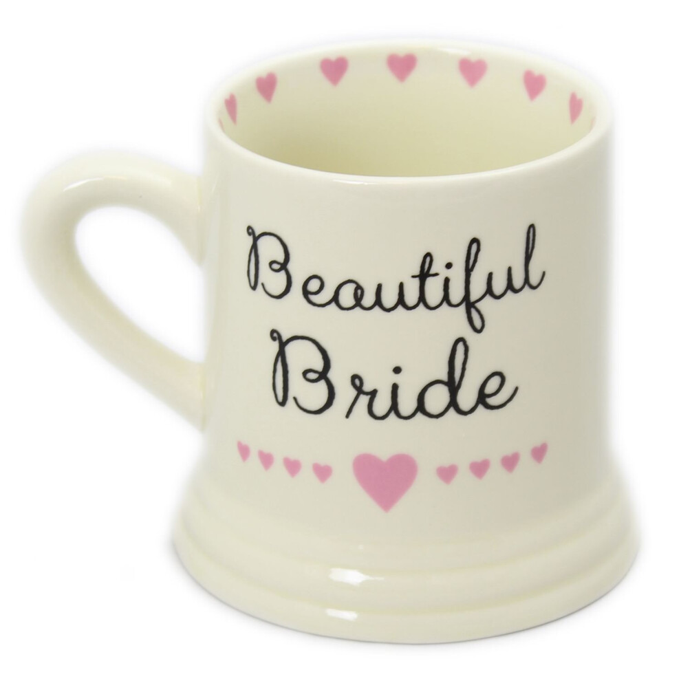 Boxed Ceramic Heart Wedding Favour Gift Mug ~ Beautiful Bride