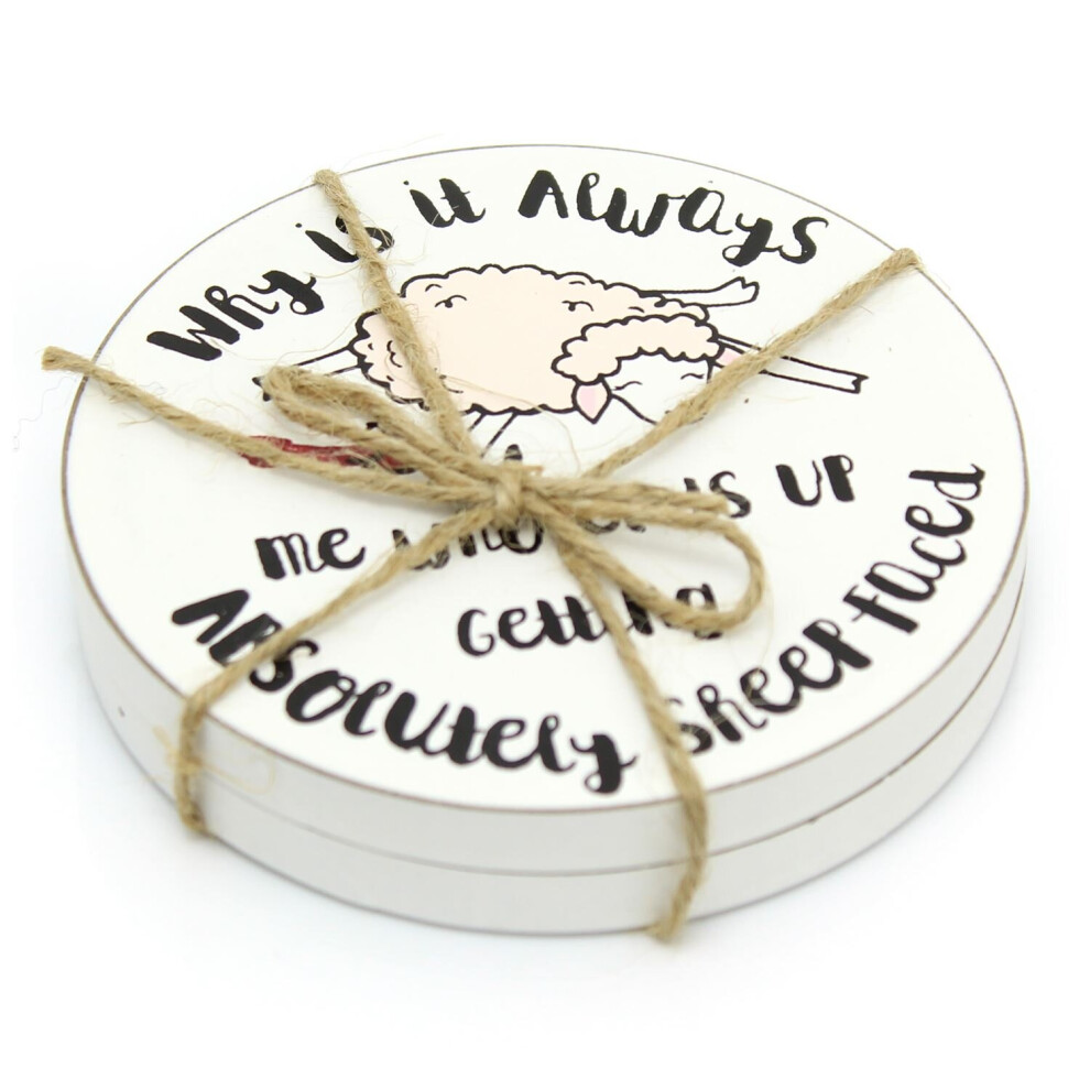 Novelty Set Of 2 Round Humorous Animal Drinks Coasters ~ Cup Mug Table Mats