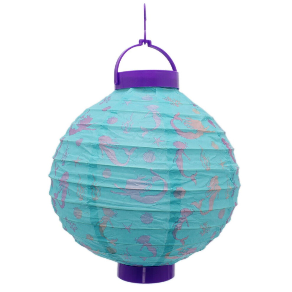 Pretty Mermaid Paper Lantern Balloon With Led Light Hanging Decoration ~ Blue