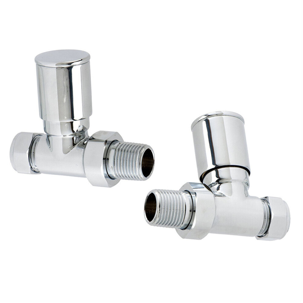 Modern Straight Round Radiator Valves Heated Towel Rail Rad Valves 15mm Chrome