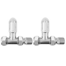 NRG Chrome Straight Manual Valve Towel Rail Designer Radiator Valves Central Heating Taps One Pair