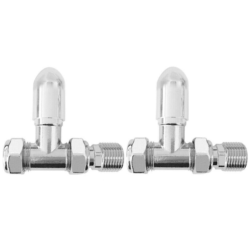 NRG Chrome Straight Manual Valve Towel Rail Designer Radiator Valves Central Heating Taps One Pair