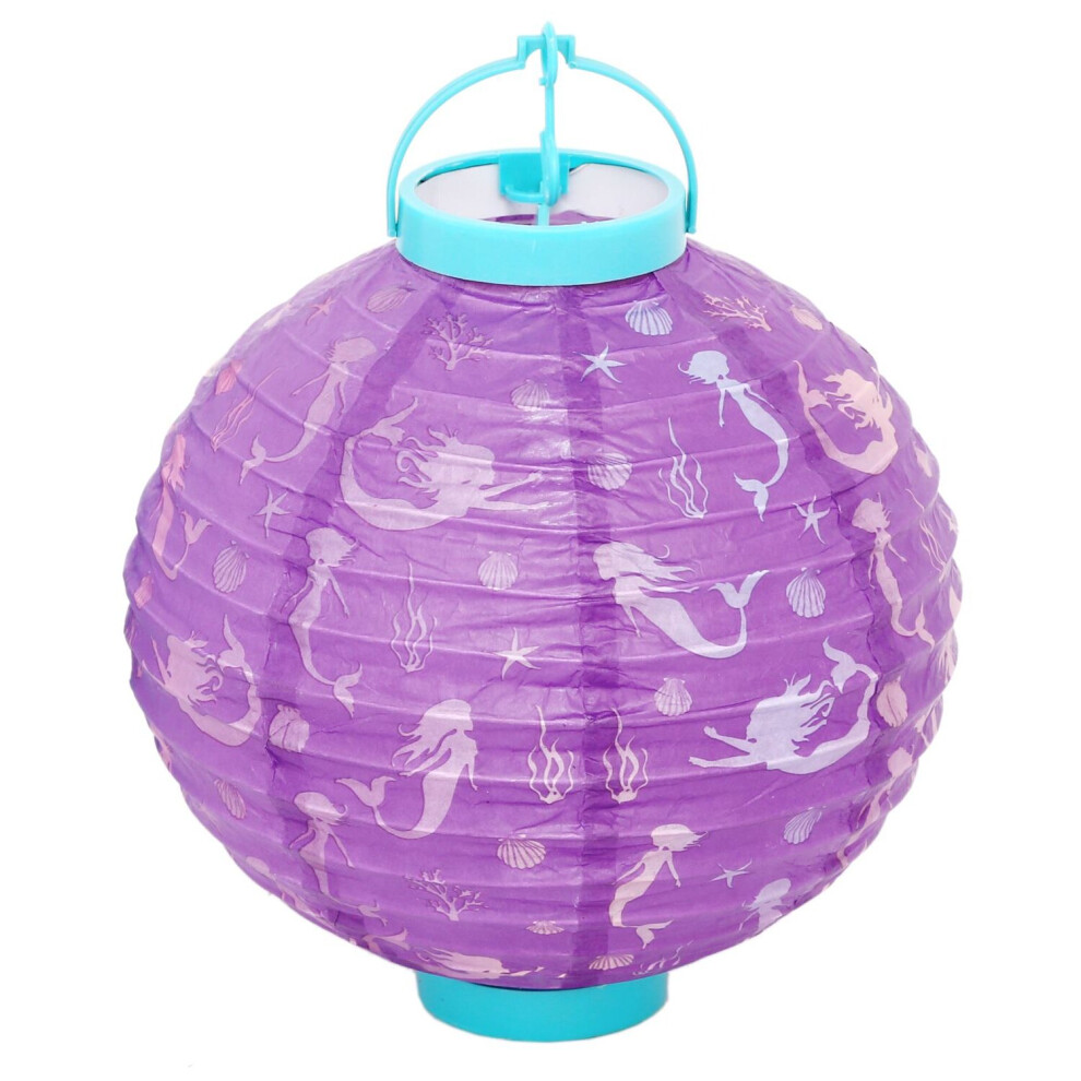 Pretty Mermaid Paper Lantern Balloon With Led Light Hanging Decoration ~ Purple