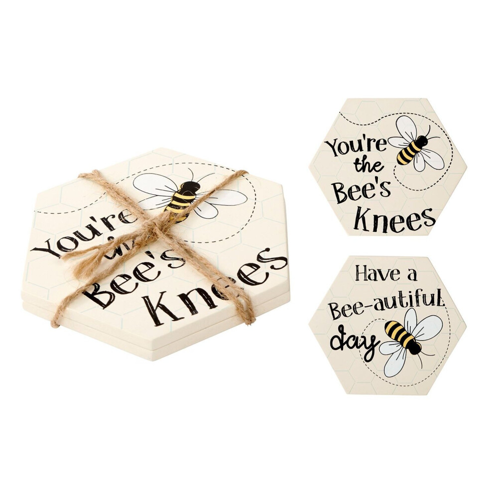 Lovely Set Of 2 Hexagon Bumble Bee Tea Coffee Drinks Coasters ~ Cup Mug Table Mats