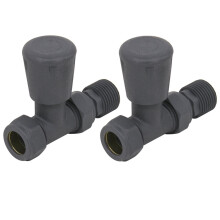 NRG Standard Anthracite Straight Manual Radiator Valve Central Heating Taps One Pair