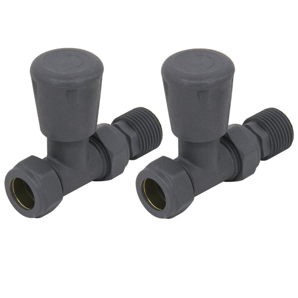Nrg Standard Straight Manual Radiator Valve Central Heating Taps One Pair Anthracite