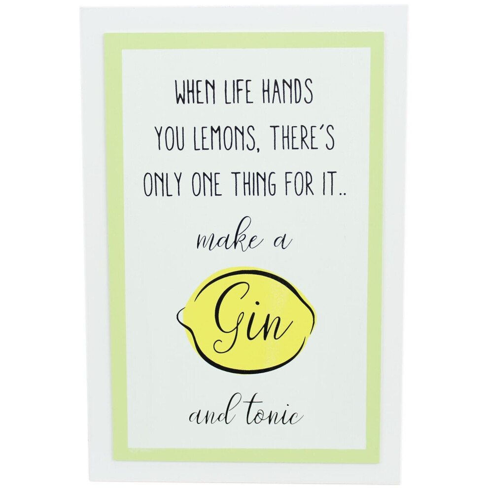 Carousel Hanging Wooden Gin And Tonic Quote Lemon Plaque ~ When Life Hands You Lemons
