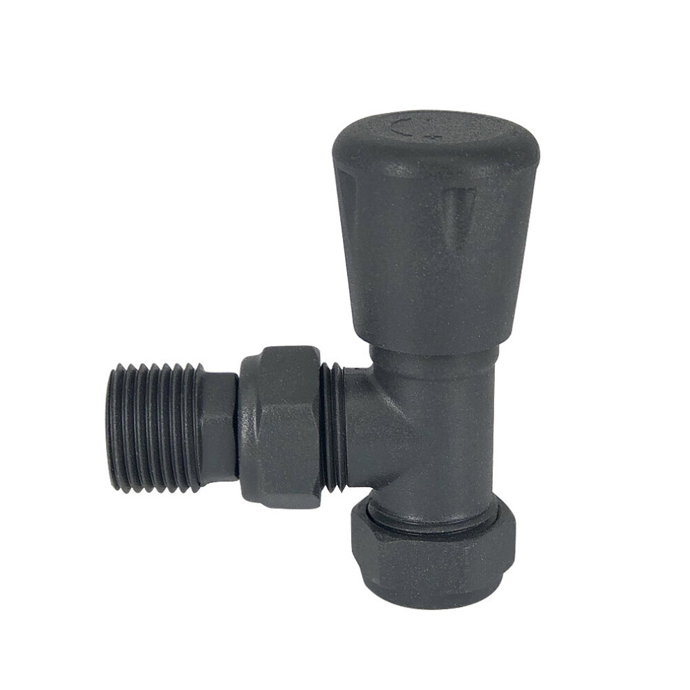 NRG Round Head Anthracite Angled Manual Radiator Valve Central Heating Taps