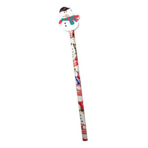 Carousel Christmas Eraser Top Pencil - Snowman