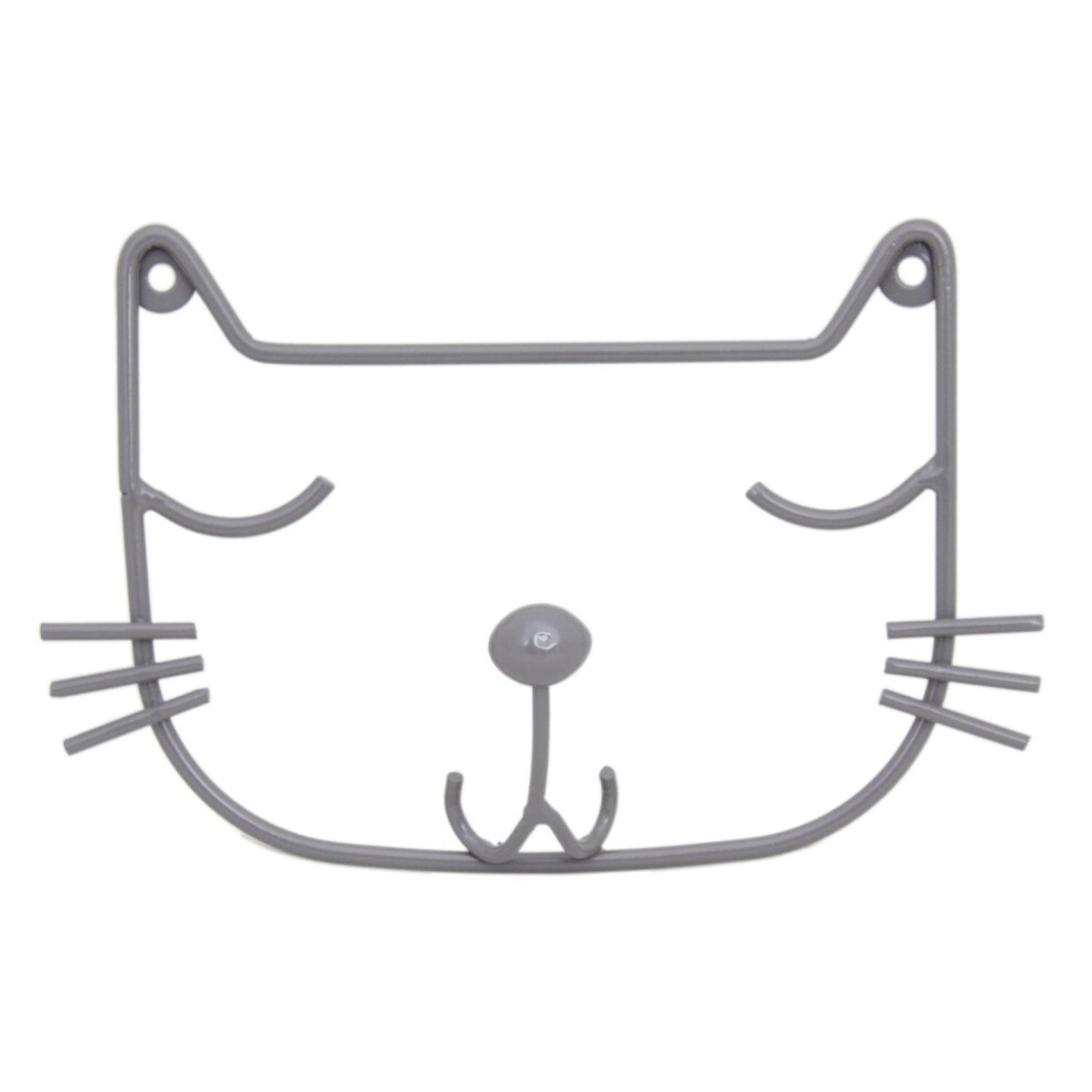 Wall Mounting Grey Wire Cat Head Single Hook Decorative Plaque