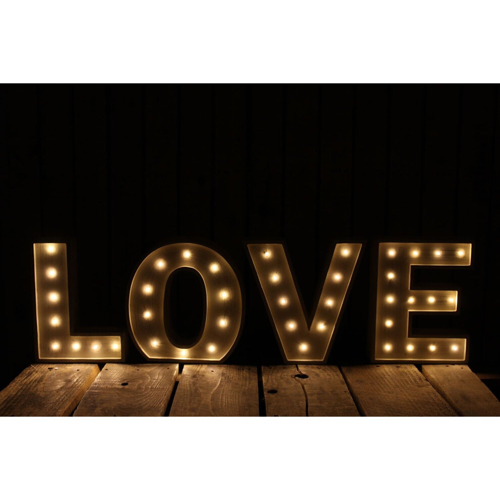Large Vintage Style 24cm Carnival Led Light Up Marquee Letters - Love - Cream