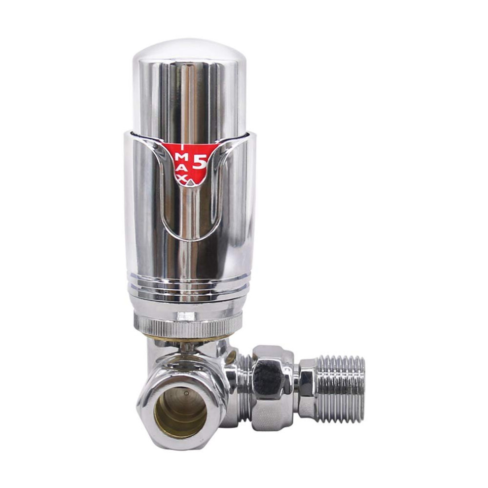 Corner Thermostatic Towel Rail Radiator Valve 15mm Central Heating Taps Chrome
