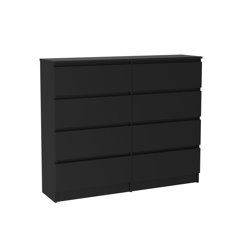 (Black) Modern Chest of Drawers Bedroom 8 Drawer Furniture Storage Bedside Cabinet