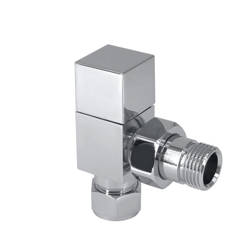 NRG Modern Square Towel Rail Angled Chrome Radiator Valves Certral Heating Taps 15 mm (Pair) 2