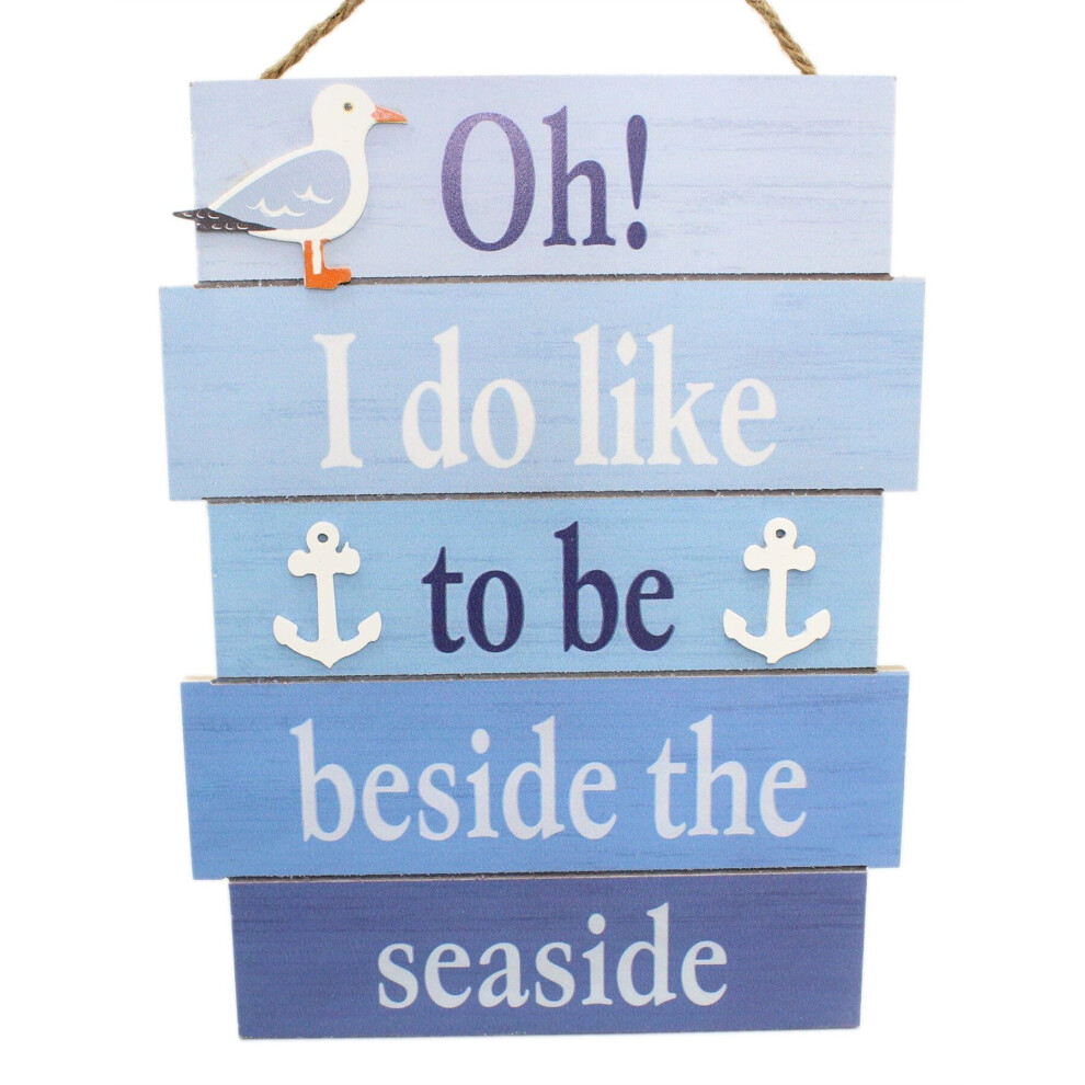 Decorative Wooden Nautical Plaque Hanging Sign ~ Beside The Seaside