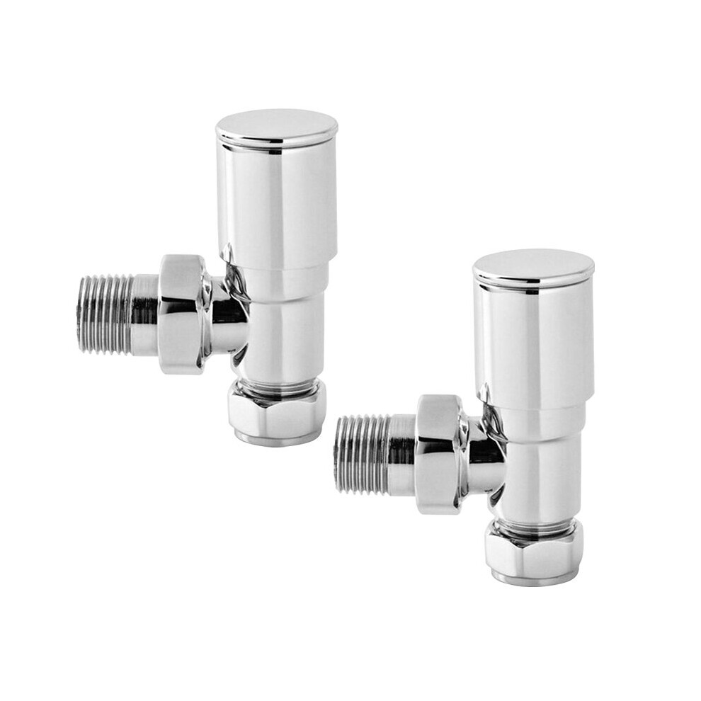 Angled Round Head Chrome Towel Rail Designer Radiator Valves One Pair