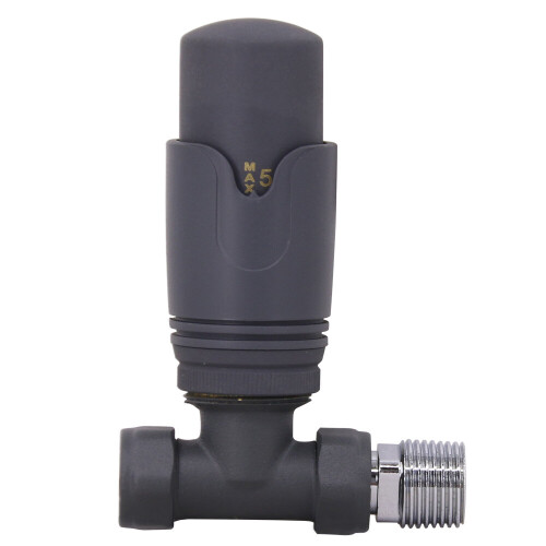 NRG Thermostatic TRV Manual Radiator Valves Straight Anthracite Pair 2