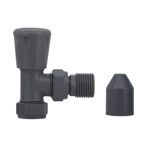 NRG NRG Anthracite Round Head Angled Manual Radiator Valve Central Heating Taps One Pair 2