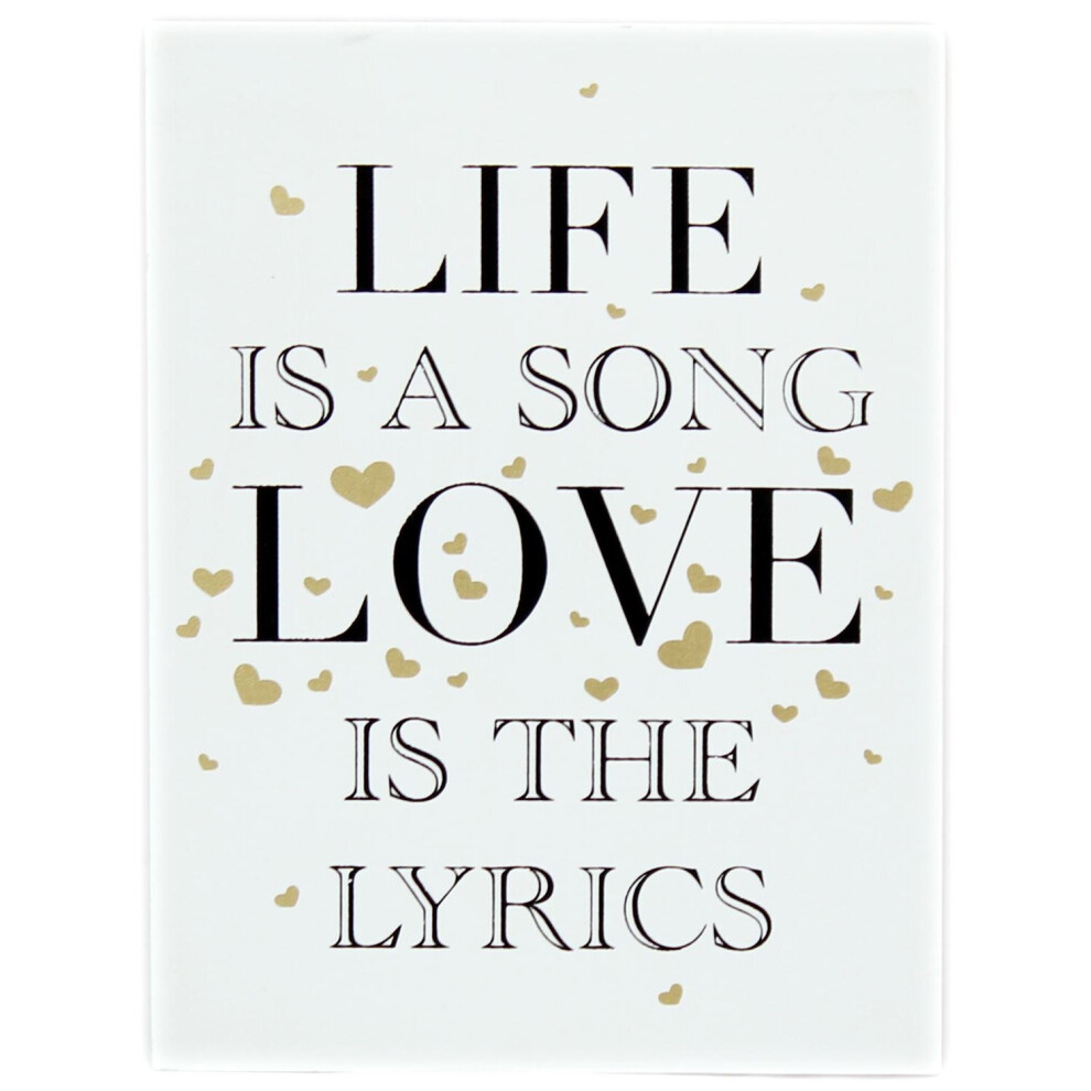 Gold Wooden Love Sign Wall Hanging Plaque 15cmX20cm ~ Life Is a Song