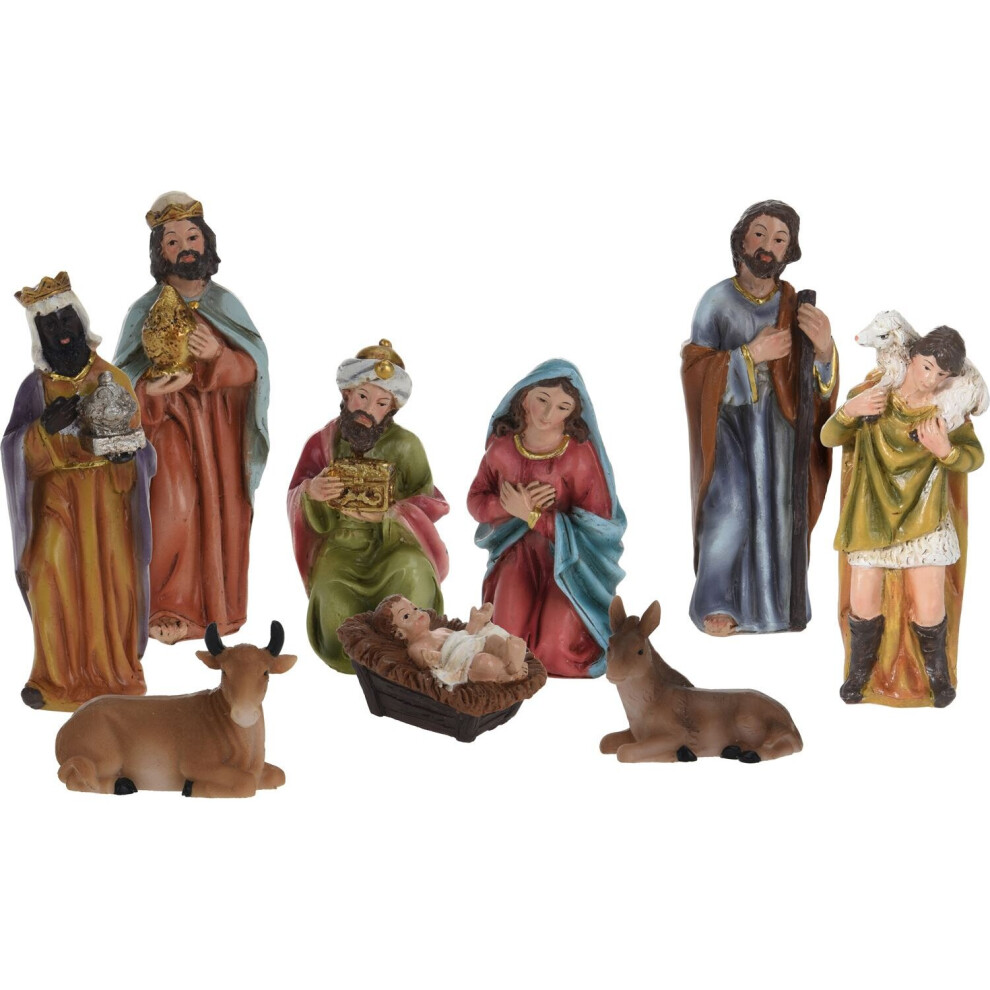 Traditional Nativity Set With 9 Detailed Figurines