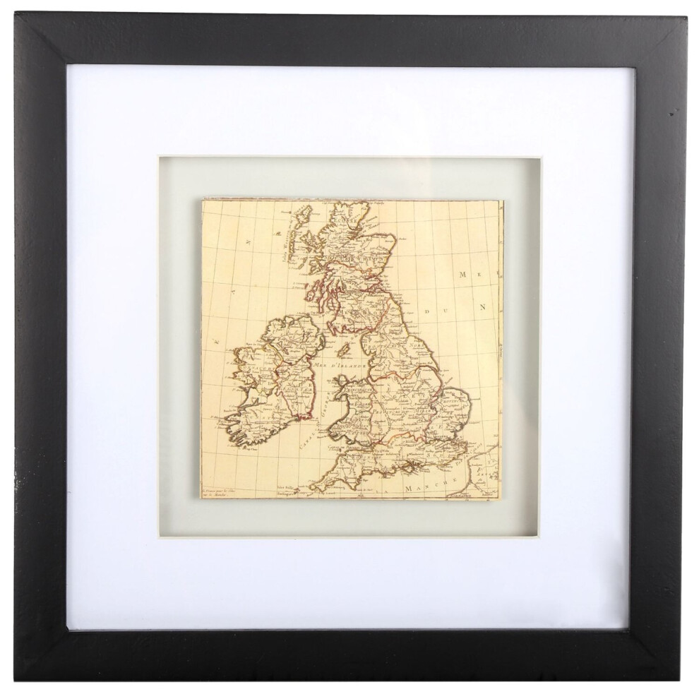 Black Wooden Box Frame ~ British Isles Uk Map Wall Art (34-0150)