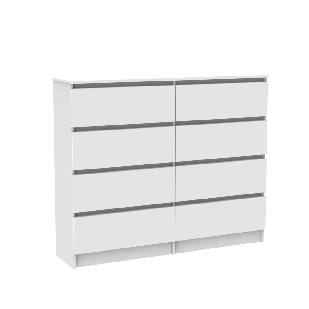 (White) Modern Chest of Drawers Bedroom 8 Drawer Furniture Storage Bedside Cabinet