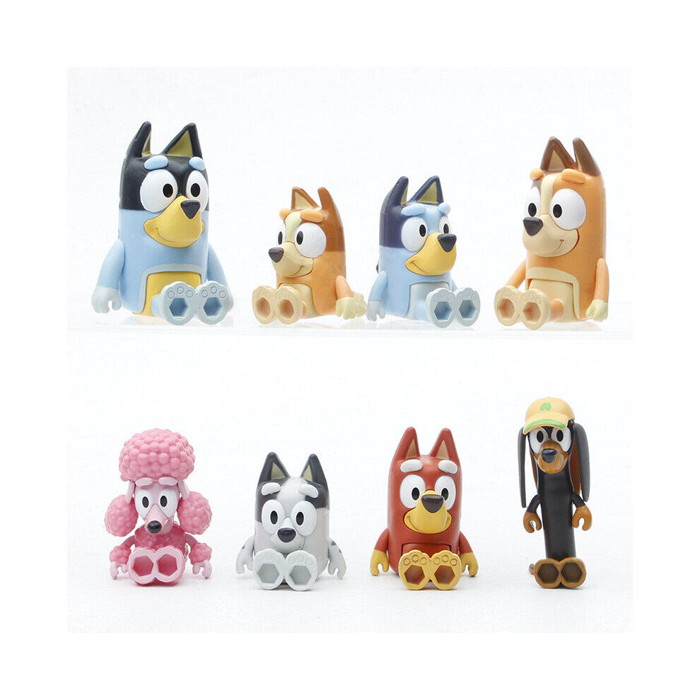8Pcs Bluey Toy Anime Joint Movable Action Figure Model Gifts Figurines