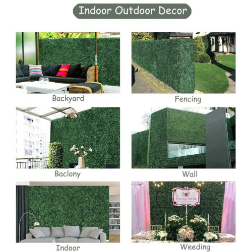 18x Plant Artificial Mat Wall Hedge Grass Fence Foliage Panel Decor 2