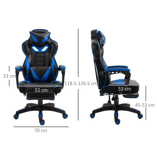 reclining chair blue and black gaming chair with speakers