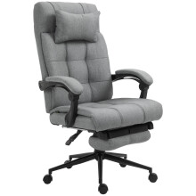 Vinsetto Office Chair Adjustable Height w/ Wheels Footrest Light Grey