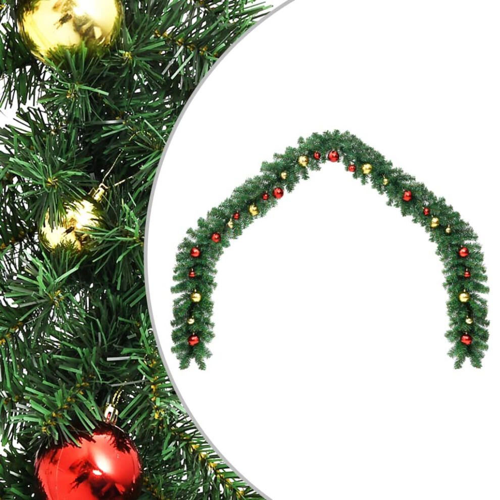 Vidaxl Christmas Garland Decorated With Baubles 10M Home Xmas Ornament Light