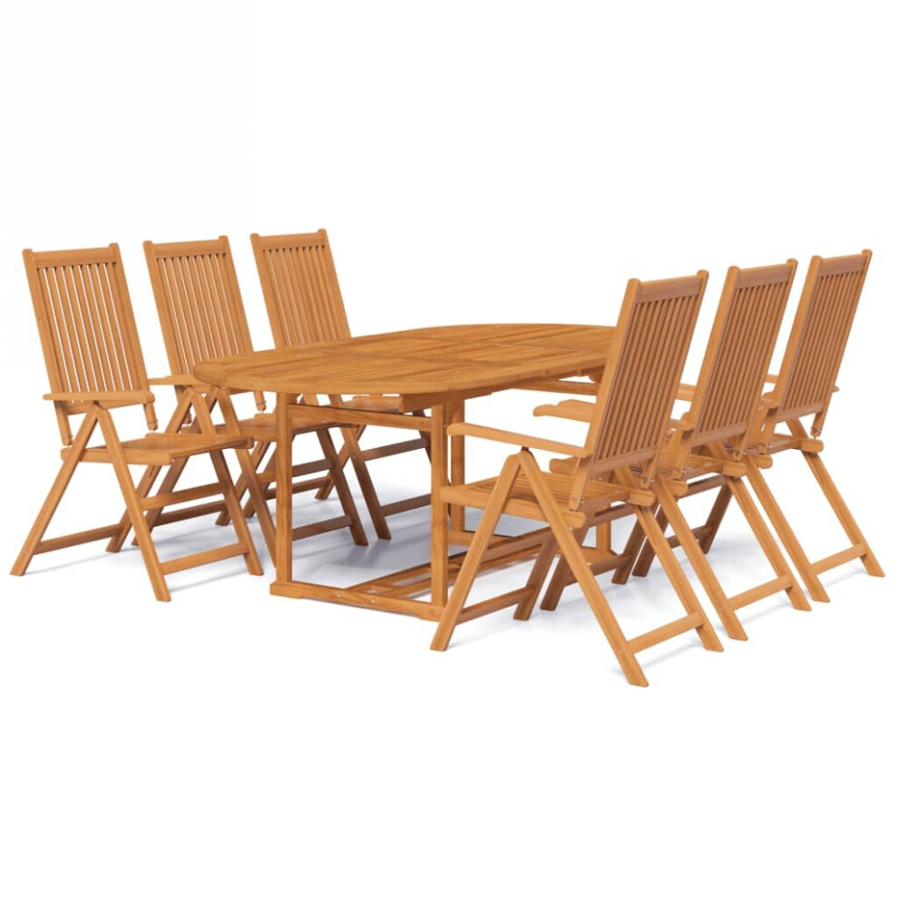 vidaXL 7 Piece Outdoor Dining Set Wood with Extendable Table Folding Chair