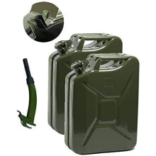 Grafter? 2 x 20L Litre Green Metal Jerry Can, Store Container For Petrol and Diesel, With 1 x Spout (UN Approved, GS/TUV Certification)
