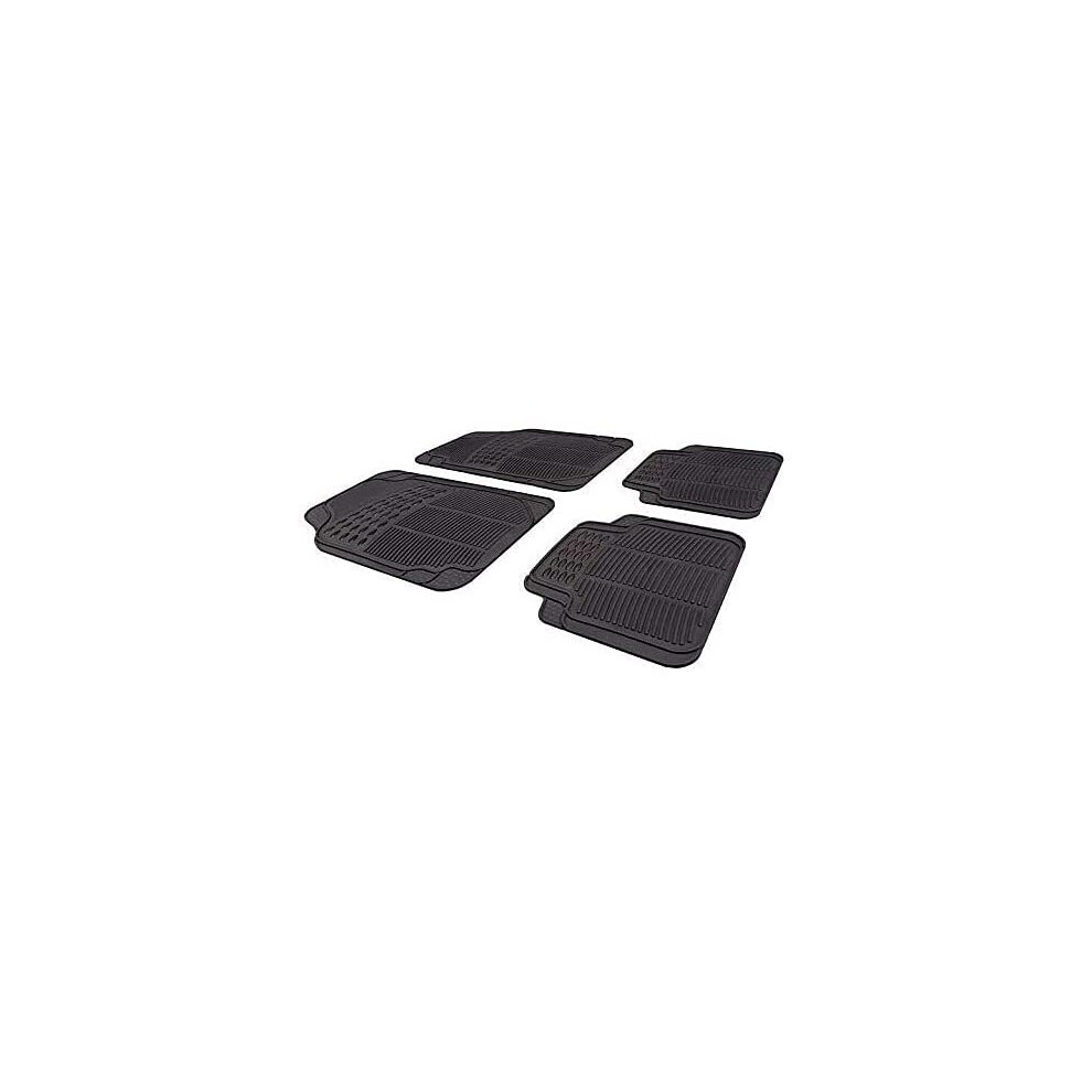 Xtremeauto Waterproof Rubber Front & Rear Floor Non-Slip Mats - Leaf, Almera, Primera, Juke, X-Trail, Micra, Qashqai, Black 5052370098274