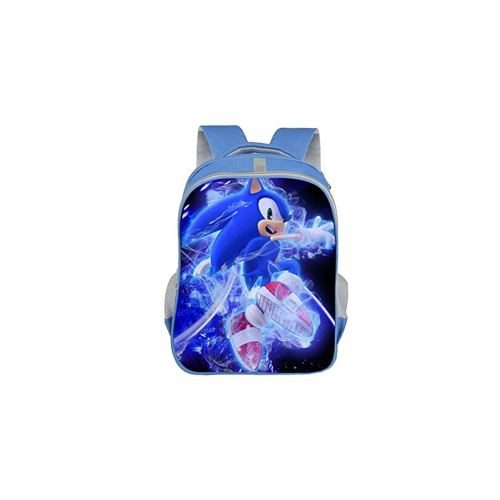 Bonamana Sonic The Hedgehog 3D Printed Children's School Backpack for Kids Travel Rucksacks Book Bags Kids School Bag (Blu-ray Sonic)