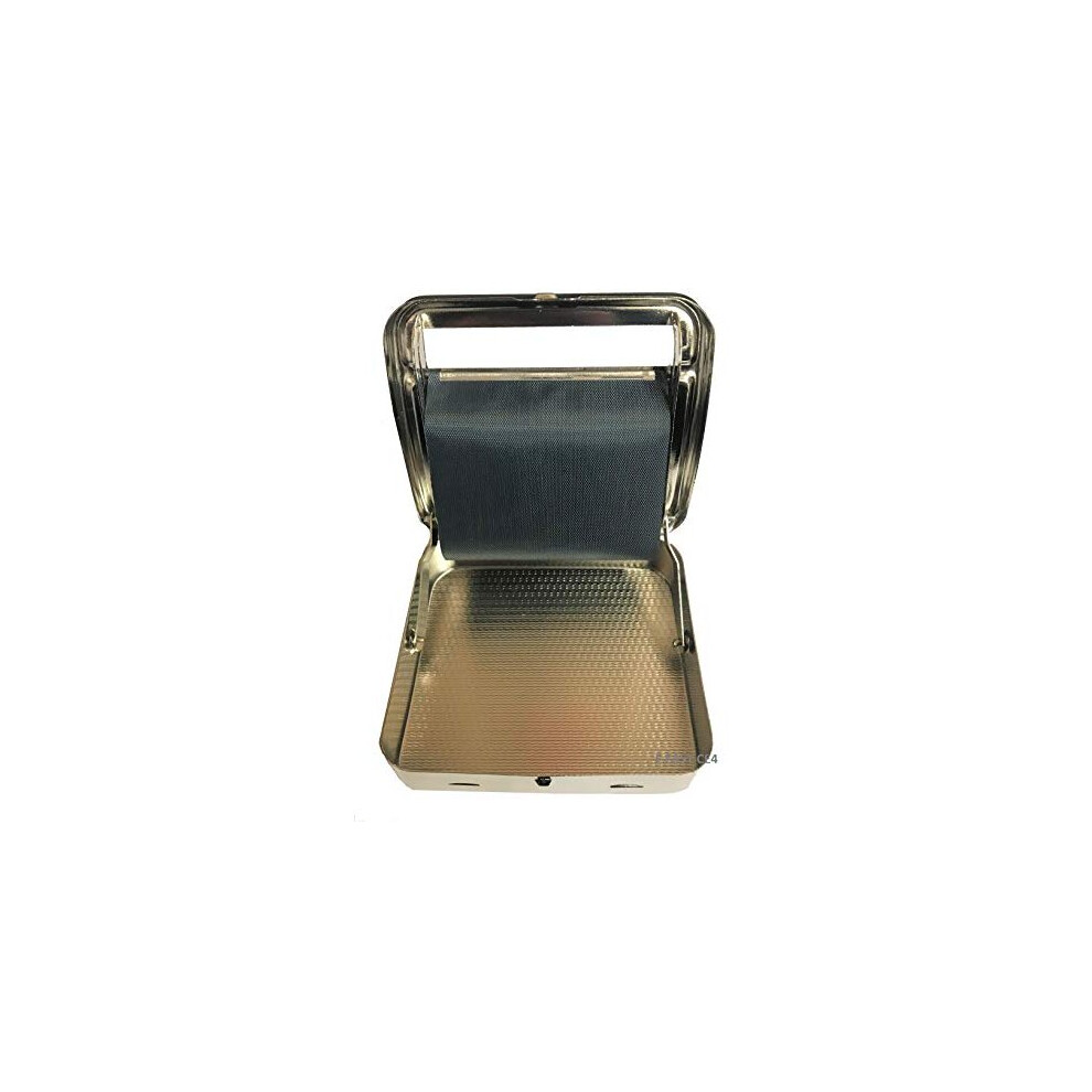 Automatic Rolling Tin Cigarette Machine Baccy Portable Metal Box for Rolling Tobacco, Smoking Roller and Storage Case (Silver)