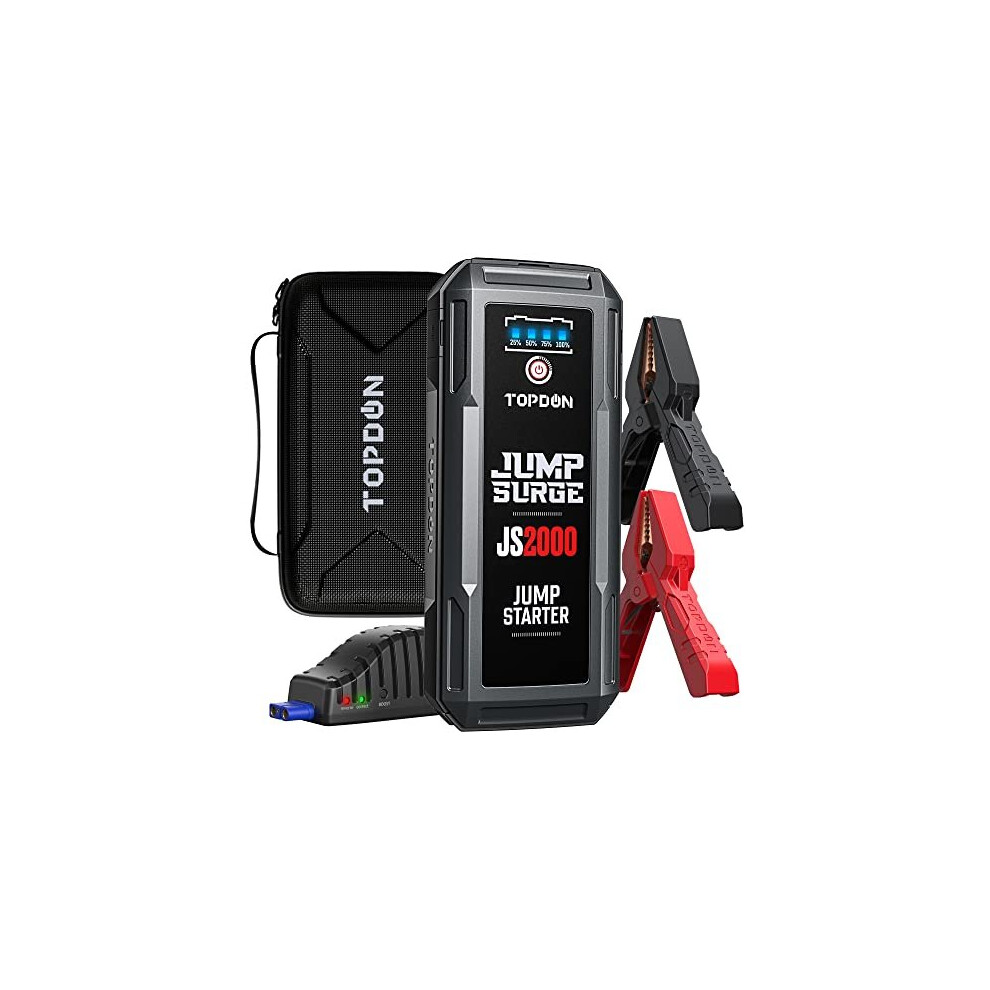 TOPDON JS2000 Car Jump Starter, 2000Amp/16000mAh Portable Car Starter for 8L Gas and 6L Diesel Engines,12V Lithium Car Battery Booster Pack with