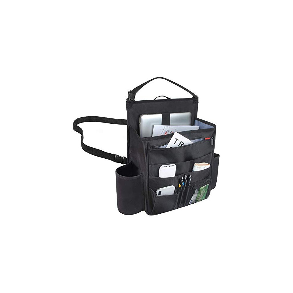 Luxja Car Seat Storage Organiser, Car Seat Organiser Front, Car Seat Back Storage Bag With Laptop & Tablet Storage, Black 720355372989